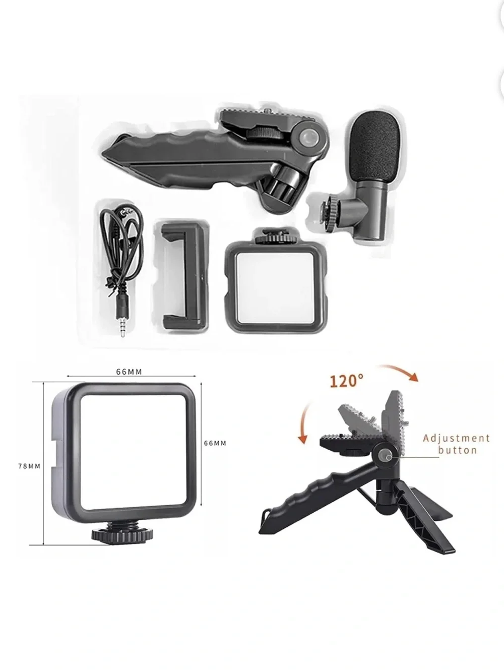 Video-Making Kit AY-49, has Audio, Light, Microphone & Tripod, New